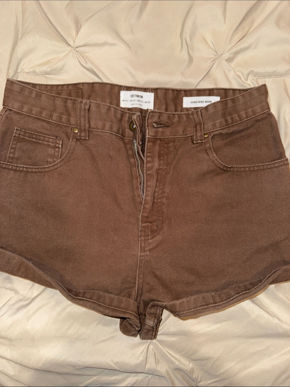 Cotton On High Waist Brown Denim Shorts